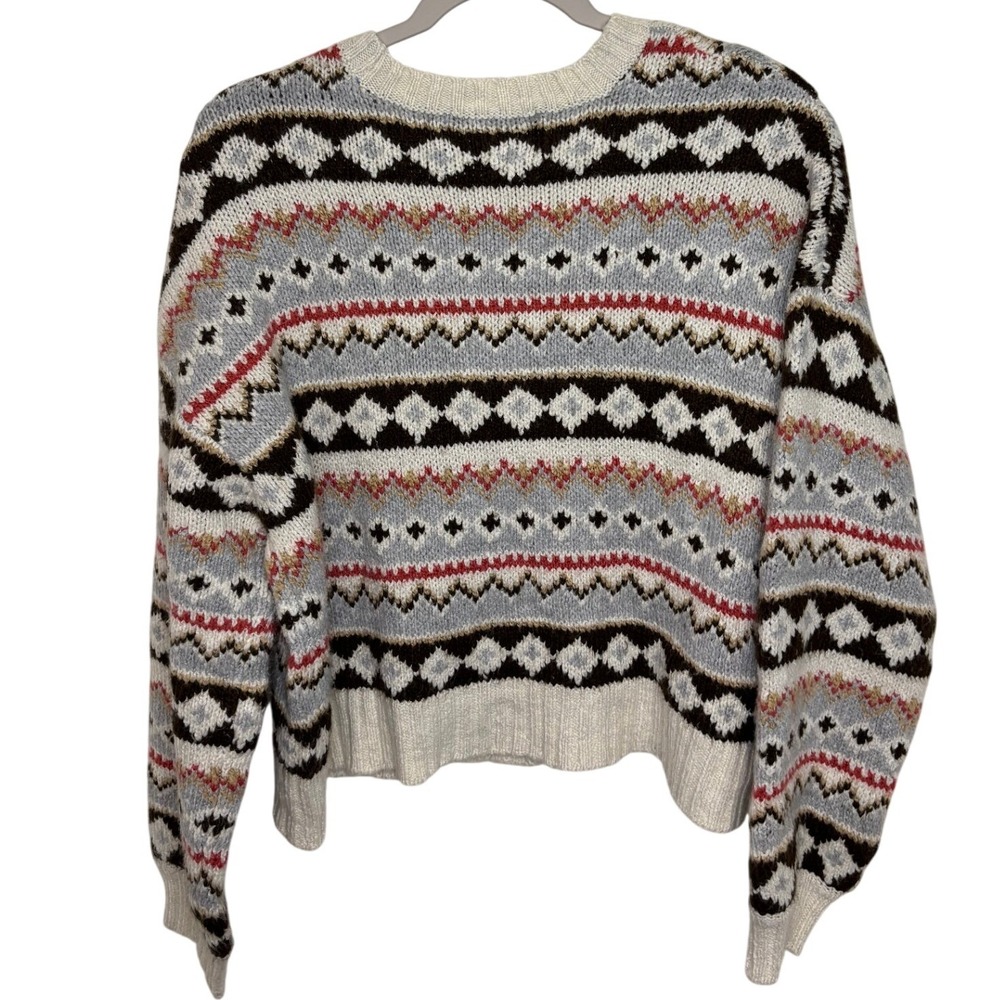 American Eagle Fair Isle Cardigan Sweater Womens M Nordic Cabin Grandpa Core - Picture 2 of 6